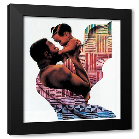 Family Man Black Modern Wood Framed Art Print with Double Matting by Unknown