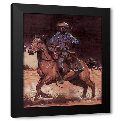Buffalo Soldier Black Modern Wood Framed Art Print with Double Matting by Unknown