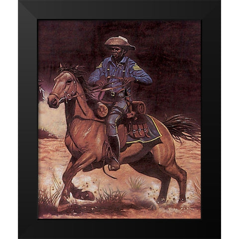 Buffalo Soldier Black Modern Wood Framed Art Print by Unknown