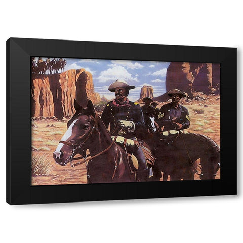 Buffalo Soldiers Black Modern Wood Framed Art Print with Double Matting by Unknown