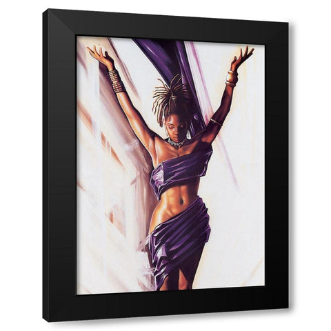 Purple Lady Black Modern Wood Framed Art Print with Double Matting by Unknown