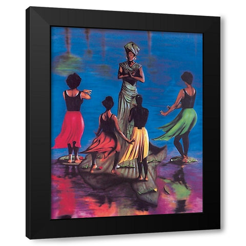 Dance Lesson Black Modern Wood Framed Art Print by Unknown