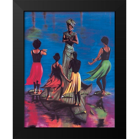 Dance Lesson Black Modern Wood Framed Art Print by Unknown