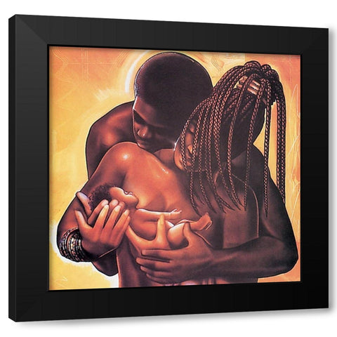 Feeding Baby Black Modern Wood Framed Art Print with Double Matting by Unknown