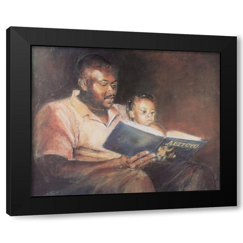 Reading Lesson Black Modern Wood Framed Art Print with Double Matting by Unknown