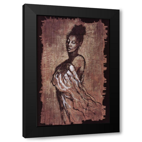 Woman and Towel Black Modern Wood Framed Art Print with Double Matting by Unknown