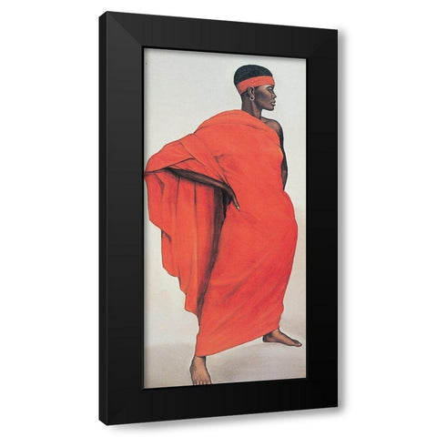 Woman Standing Black Modern Wood Framed Art Print with Double Matting by Unknown