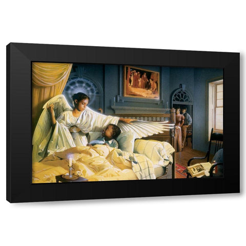 Guardian Angel Black Modern Wood Framed Art Print with Double Matting by Unknown