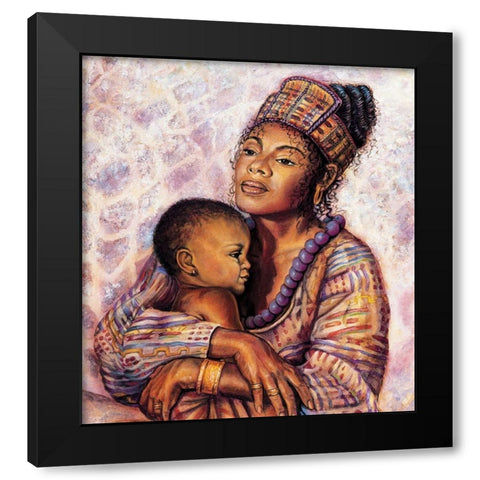 Mother and Child Black Modern Wood Framed Art Print with Double Matting by Unknown