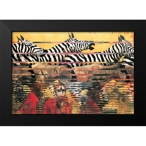 Zebras Extreme Black Modern Wood Framed Art Print by Unknown