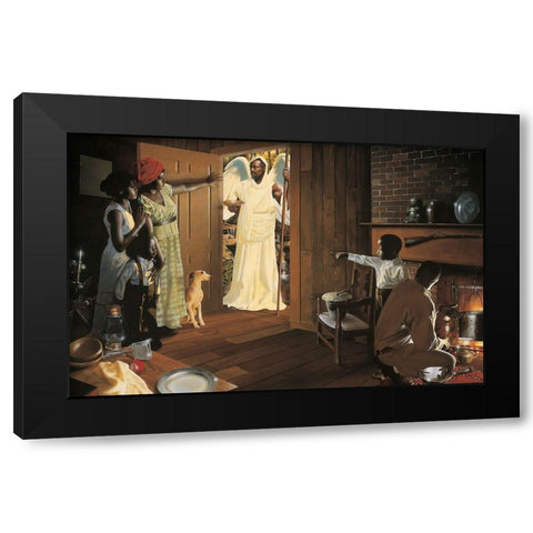 Angel at the Door Black Modern Wood Framed Art Print with Double Matting by Unknown