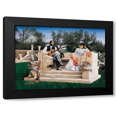 Serenade Black Modern Wood Framed Art Print with Double Matting by Unknown