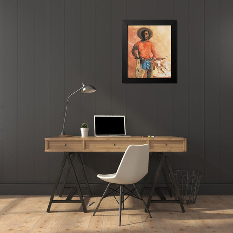 Cowboy Black Modern Wood Framed Art Print by Unknown