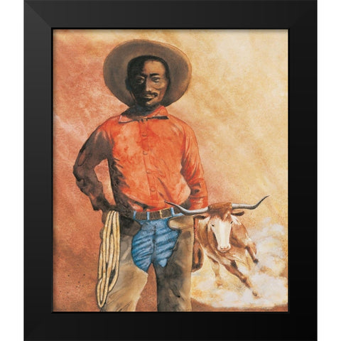 Cowboy Black Modern Wood Framed Art Print by Unknown
