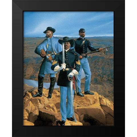 Buffalo Soldiers Black Modern Wood Framed Art Print by Unknown