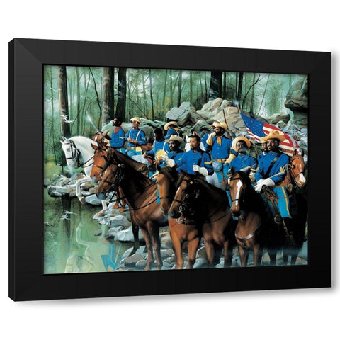 Cavalry Black Modern Wood Framed Art Print with Double Matting by Unknown