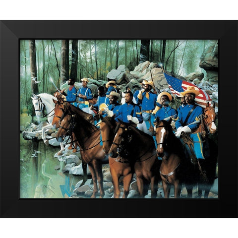 Cavalry Black Modern Wood Framed Art Print by Unknown