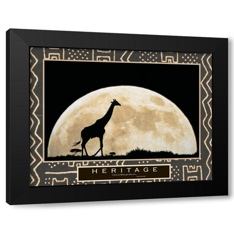 Heritage - Giraffe and Moon Black Modern Wood Framed Art Print by Unknown