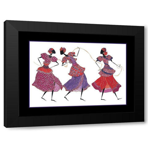 Dancin Trio Black Modern Wood Framed Art Print with Double Matting by Unknown