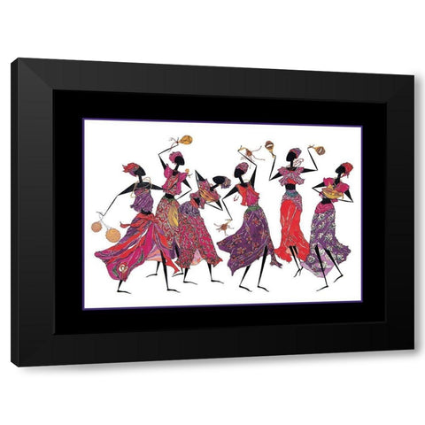 Dancin Troupe Black Modern Wood Framed Art Print by Unknown
