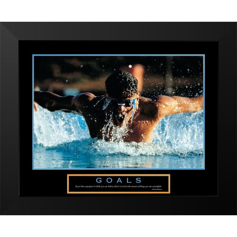 Goals - Swimmer Black Modern Wood Framed Art Print by Unknown