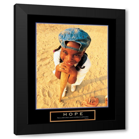 Hope - Girls Baseball Black Modern Wood Framed Art Print by Unknown