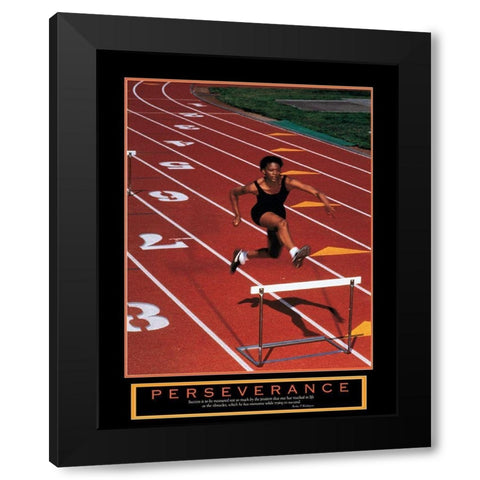 Perseverance - Track Hurdles Black Modern Wood Framed Art Print with Double Matting by Unknown