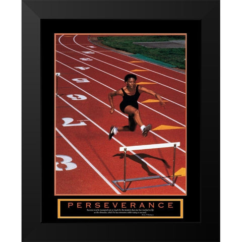 Perseverance - Track Hurdles Black Modern Wood Framed Art Print by Unknown