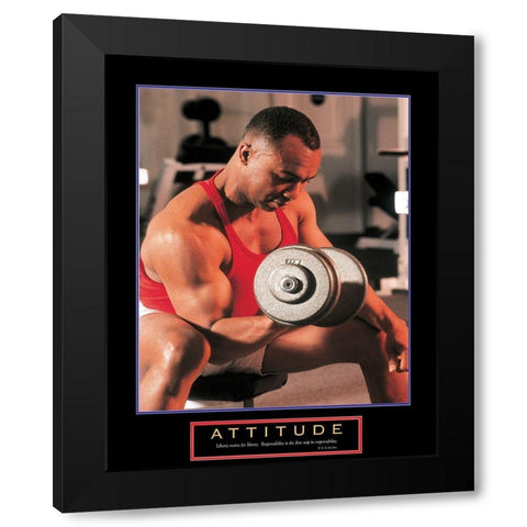 Attitude - Weight Lifter Black Modern Wood Framed Art Print with Double Matting by Unknown