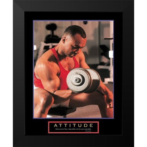 Attitude - Weight Lifter Black Modern Wood Framed Art Print by Unknown