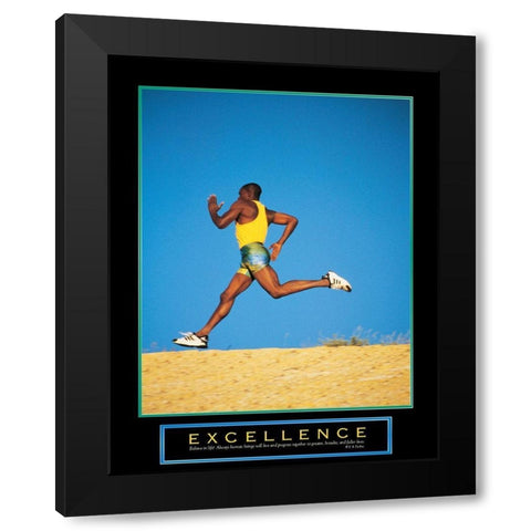 Excellence - Runner Black Modern Wood Framed Art Print with Double Matting by Unknown