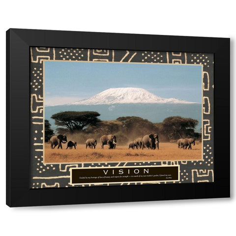 Vision - Elephant Herd Black Modern Wood Framed Art Print by Unknown