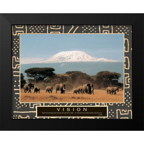 Vision - Elephant Herd Black Modern Wood Framed Art Print by Unknown