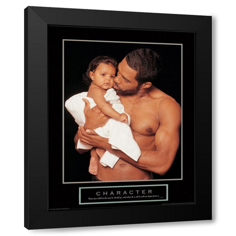 Character - Father and Child Black Modern Wood Framed Art Print with Double Matting by Unknown