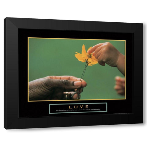 Love - Picking Petals Black Modern Wood Framed Art Print with Double Matting by Unknown