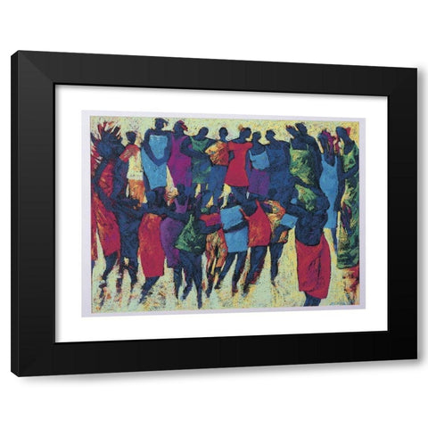 Circle Dance Black Modern Wood Framed Art Print with Double Matting by Unknown