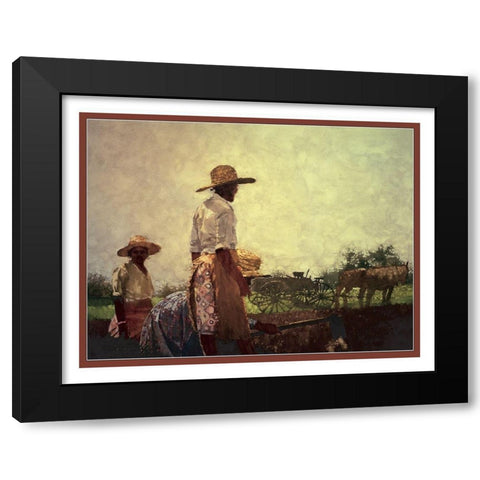 Working the Field Black Modern Wood Framed Art Print by Unknown