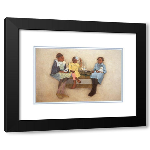 Three Sisters Black Modern Wood Framed Art Print by Unknown