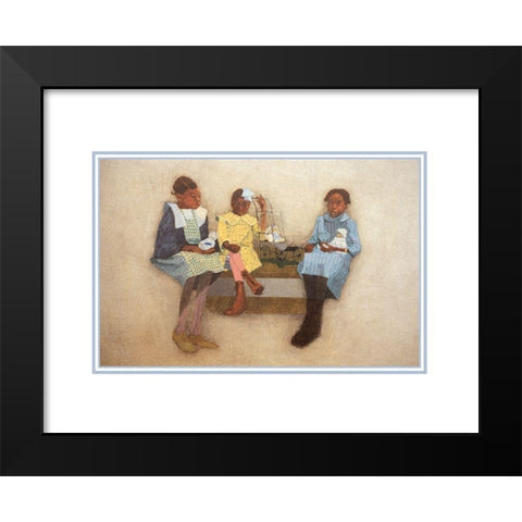 Three Sisters Black Modern Wood Framed Art Print by Unknown