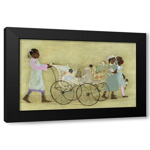 Walking Baby Black Modern Wood Framed Art Print with Double Matting by Unknown