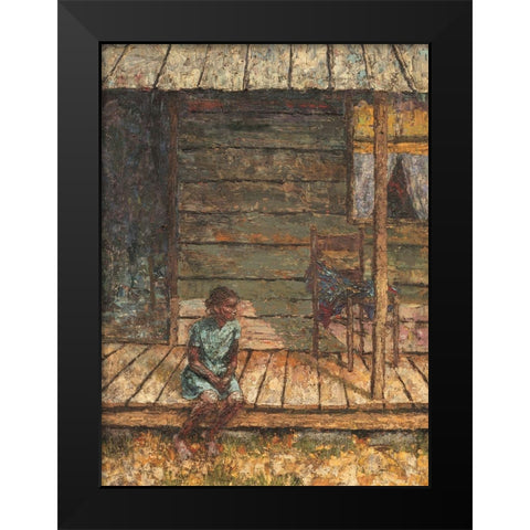 On the Porch Black Modern Wood Framed Art Print by Unknown