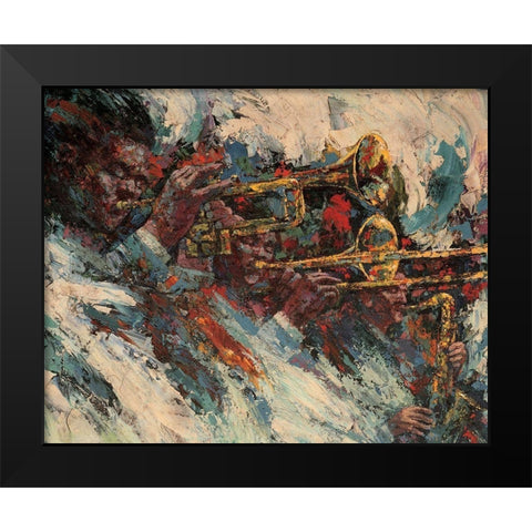 Horn Section Black Modern Wood Framed Art Print by Unknown