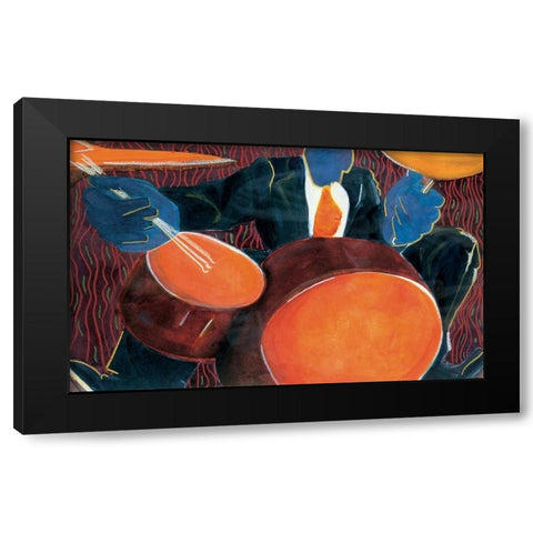 Drummer Boy Black Modern Wood Framed Art Print with Double Matting by Unknown