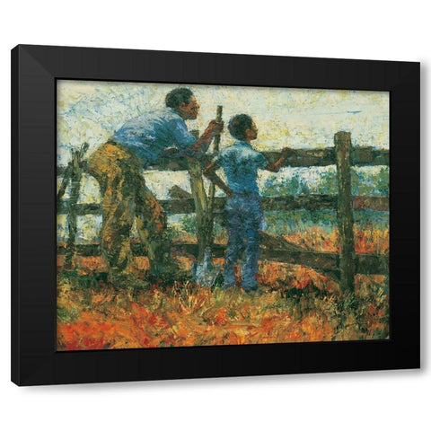 By the Fence Black Modern Wood Framed Art Print by Unknown