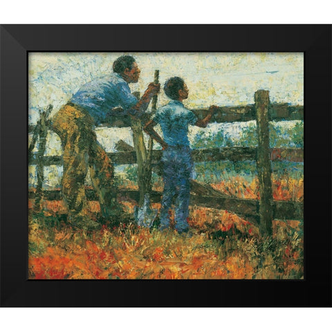 By the Fence Black Modern Wood Framed Art Print by Unknown