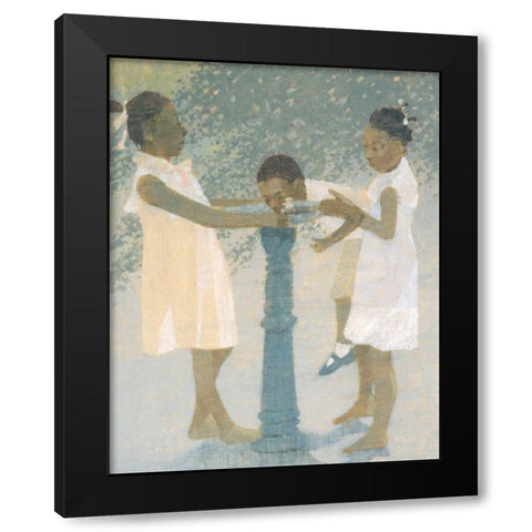 Big Sisters Black Modern Wood Framed Art Print with Double Matting by Unknown