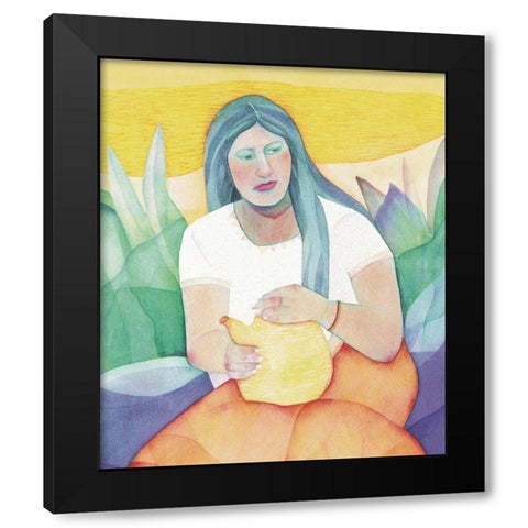 One Sister Black Modern Wood Framed Art Print with Double Matting by Unknown