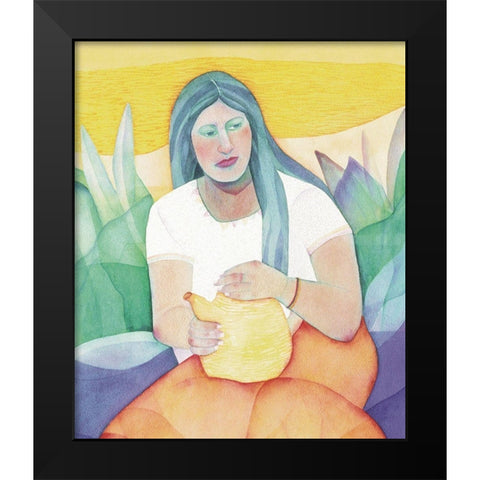 One Sister Black Modern Wood Framed Art Print by Unknown