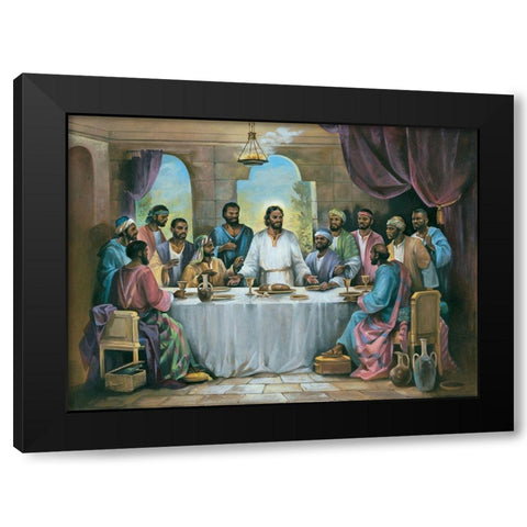 Last Supper Black Modern Wood Framed Art Print with Double Matting by Unknown