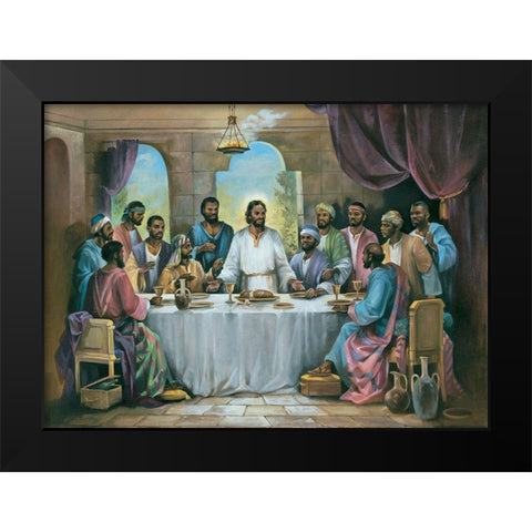 Last Supper Black Modern Wood Framed Art Print by Unknown